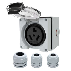 NEMA 10-30R 30Amp Power Outlet Box 125/250Volt Receptacle Outdoor dustproof and Weatherproof. No Grounding, Outlet for Electric Dryers, Heavy Duty Industrial Grade Power Receptacle.ETL Listed.