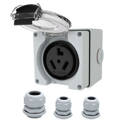 NEMA 10-30R 30Amp Power Outlet Box 125/250Volt Receptacle Outdoor dustproof and Weatherproof. No Grounding, Outlet for Electric Dryers, Heavy Duty Industrial Grade Power Receptacle.ETL Listed.