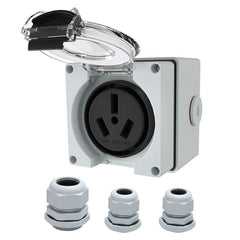 NEMA 10-50R 50Amp Power Outlet Box Receptacle 125/250Volt Outdoor dustproof and Weatherproof Grounding, Outlet for RV,EV,Heavy Duty Industrial Grade Power Receptacle.ETL Listed.