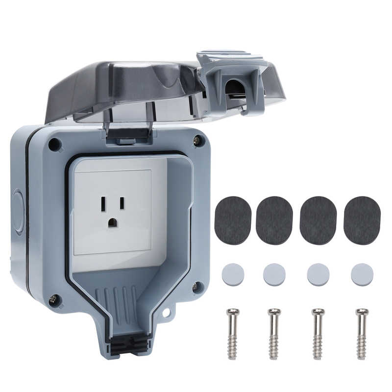 STARELO 15Amp Single outdoor socket waterproof socket, wall power socket, IP66 125V 1group switch socket cover, outdoor weatherproof wall plug socket box (1 Gang Switched Socket)