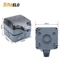 STARELO 15Amp Single outdoor socket waterproof socket, wall power socket, IP66 125V 1group switch socket cover, outdoor weatherproof wall plug socket box (1 Gang Switched Socket)