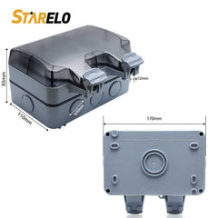 STARELO 15Amp 2Gang Outdoor Socket Waterproof Socket, Wall Power Socket, IP66 125V 2group Switch Socket Cover, Outdoor Weatherproof Wall Plug Socket Box (2 Gang Switched Socket)