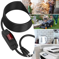 STARELO Extension Cord with Waterproof Switch 3-Prong Outdoor 1875W Black Heavy Duty Extension Cord, 14/3 SJT Extension Cord,Control Switch ON/OFF 15A 125V Grounded Plug Receptacle.