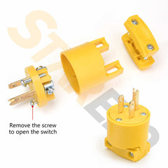 STARELO 10PCS Connector Extension Cord Ends Yellow Shell 125V 15A 2Pole 3Wire NEMA5-15R Industrial Grade 3-Prong Straight Blade Grounding Type,UL Listed(Female).