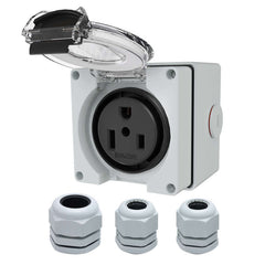 NEMA 6-50R BOX 50Amp Power Outlet Box 250V Receptacle Heavy-Duty Outdoor dustproof and Weatherproof for Electric Vehicles, generators, Welding Machines, RV, etc. ETL Listed.