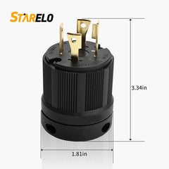 STARELO 30Amp,Locking Plug/ Connector for Generator Set,NEMA L14-30P & L14-30C,125/250V 3 Pole 4 Wire Grounding Electrical Replacement Industrial Grade UL/ETL Listed.(L14-30P&L14-30C Set)